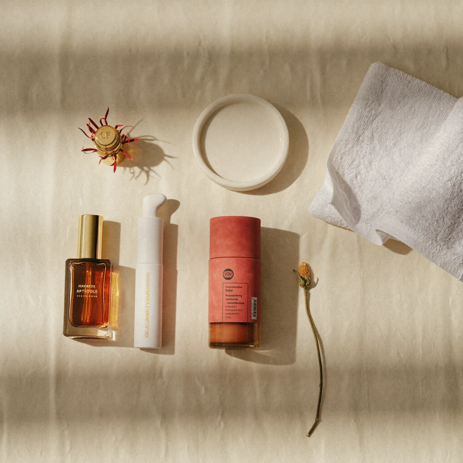Aftercare products at Glam & Glow — cuticle oil, lash cleanser, brow conditioner